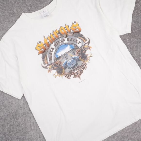 2010 Sturgis Bikercore Motorcycle Rally USA Large White Short Sleeve T-Shirt - Picture 7 of 9